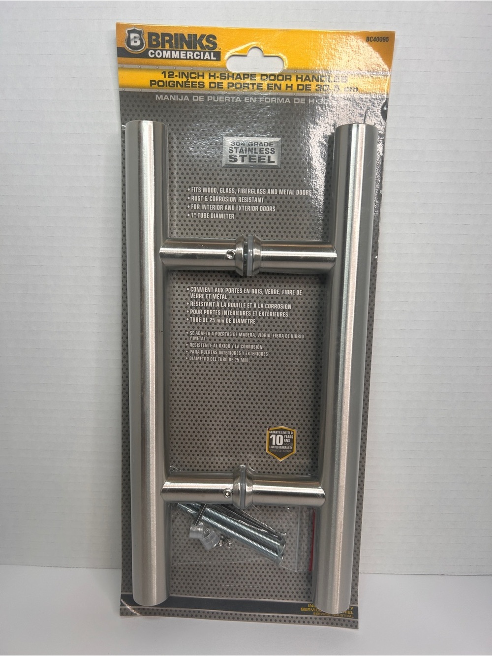 Brinks Commercial BC40095 12 Inch H Shape Door Handles Stainless Steel